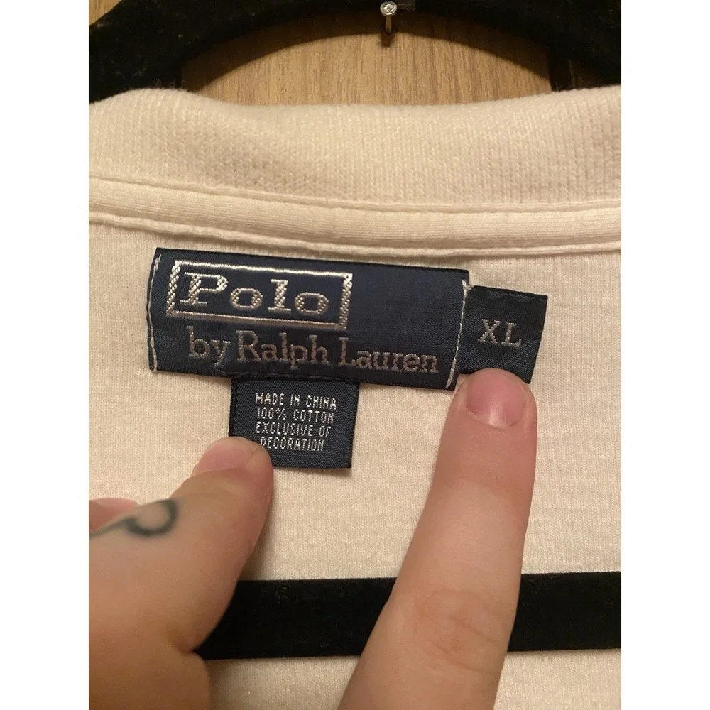 Polo Ralph Lauren Estate-Rib Quarter-Zip Pullover Men's XL Cream Flesh Pony Prep